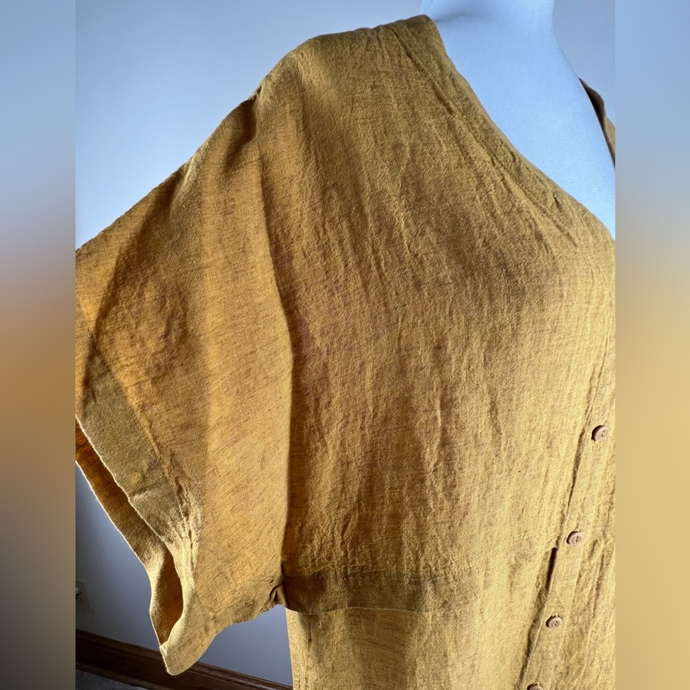 Poetry Fashion Honey Gold Linen Short-Sleeve Tunic Top, Size 8, NWT - Picture 13 of 16